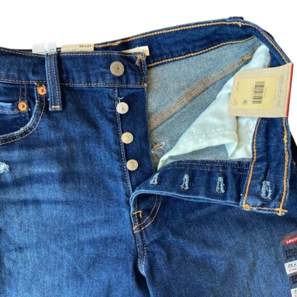Levi's Ribcage Straight Ankle Jeans Button Fly Women's 26 Dark Indigo NWT - Picture 6 of 10